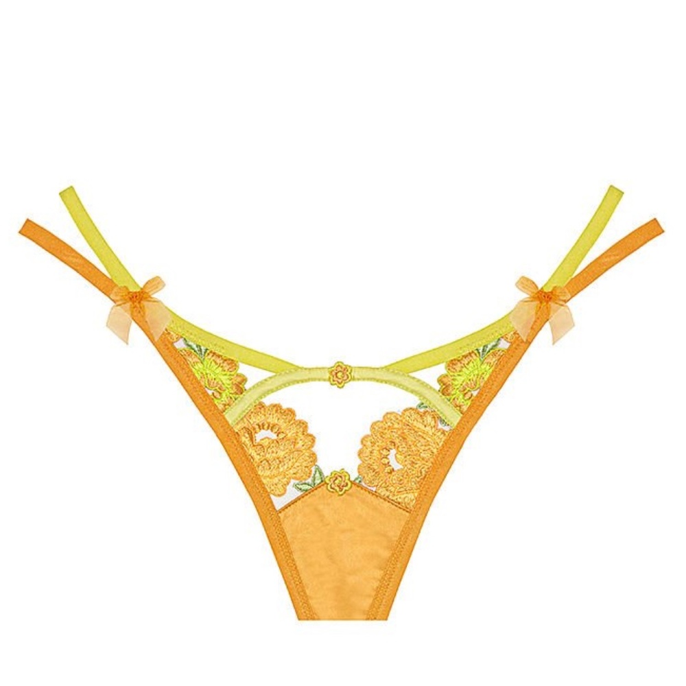 For Love & Lemons Neon Rose Embroidery Thong Panty Size S